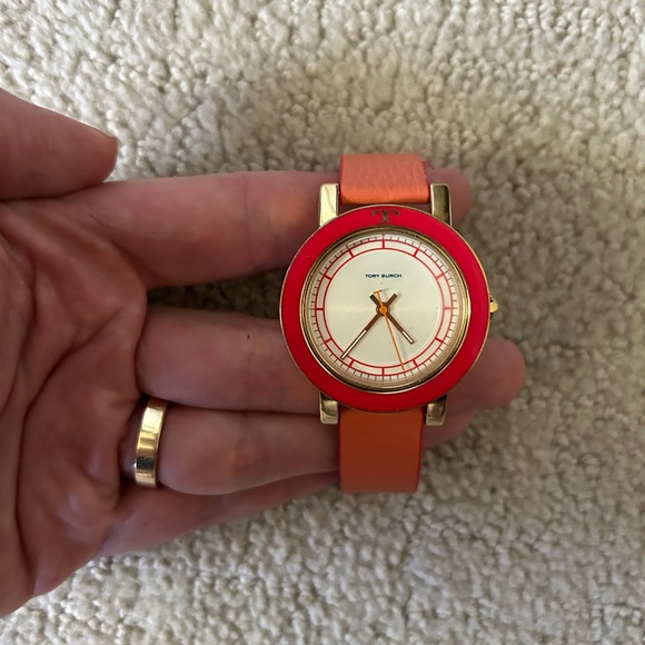 Tory Burch Accessories - Tory Burch leather orange and red watch